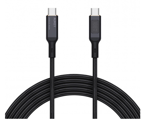 AUKEY CB-MCC102 nylonowy USB C - USB C | LED | 1.8m | 5A | 100W PD | 20V - 1220112 - zdjęcie